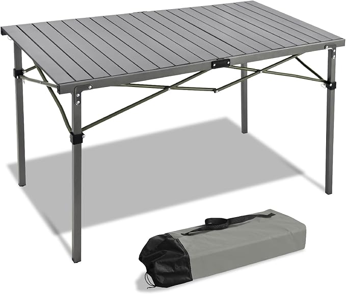 Portable Outdoor Camping Table Oversize Aluminum Roll Up Lightweight Folding Table for Picnic Barbecue Beach Tailgating Party Backyard Indoor and Outdoor Stable and Durable