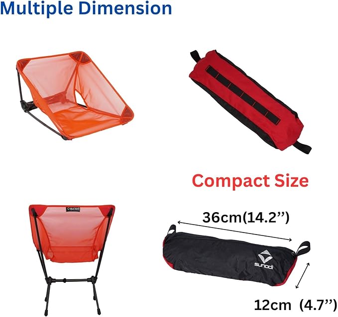 570g Ultralight Folding Camping Chair – Lightweight Aluminum Alloy Moon Chair Portable Backpacking Chair for HikingPicnicFishingRV BalconyPatioIndoor &amp Outdoor Use (Red)
