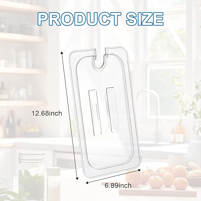 12 Pcs Clear Food Pan Lids 1/3 Size Polycarbonate Notched Cover with Handle Restaurant Commercial Hotel Pan Lid for Restaurant Commercial Food Container Storage
