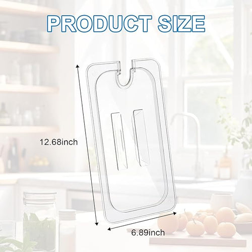 12 Pcs Clear Food Pan Lids 1/3 Size Polycarbonate Notched Cover with Handle Restaurant Commercial Hotel Pan Lid for Restaurant Commercial Food Container Storage