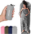 Ultralight Sleeping Bag Liner - 5.3 oz Washable Adult Sleep Sack &amp Travel Sheets Self Tan Sleep Sack with Two-Way-Zipper for Backpacking Hotel Camping Travel