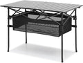 Magshion 37 Folding Camping Table with Large Storage Basket &amp with Carry Bag Aluminum Picnic Table for Indoor Outdoor Camping Backyard BBQ Use Black