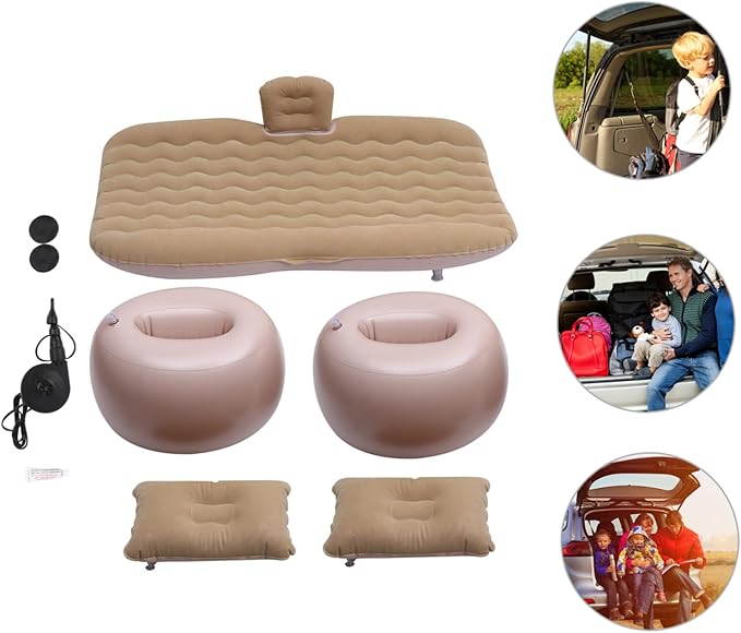 1Set Comfortable SUV Inflatable Air Mattress Bed Practical Back Seat Inflatable Bed for Car to Inflate Deflate Odorless Breathable for Camping and Road