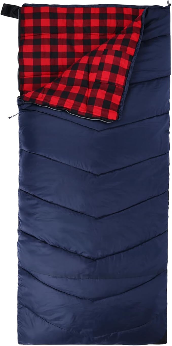 REDCAMP Cotton Flannel Sleeping Bag for Camping Backpacking Adults Cold Weather Envelope Sleeping Bags with 2/3/4/6lbs Filling