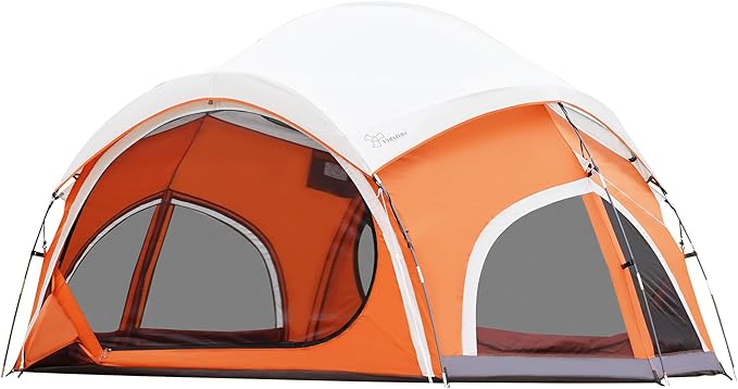 Vidalido 3-4 Person Camping Tent with 2 Large Mesh Door 4 Mesh Window Family Tents Double Layer Waterproof Portable Easy Setup Camp Tent Canvas Dome Tents for Camping Outdoor Hiking and Backpacking