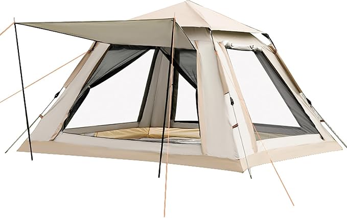 Instant Pop Up Camping Tent for 4-6 Person 2 Mesh Windows &amp 2 Doors Easy Set Up with Vestibule &amp Rainfly