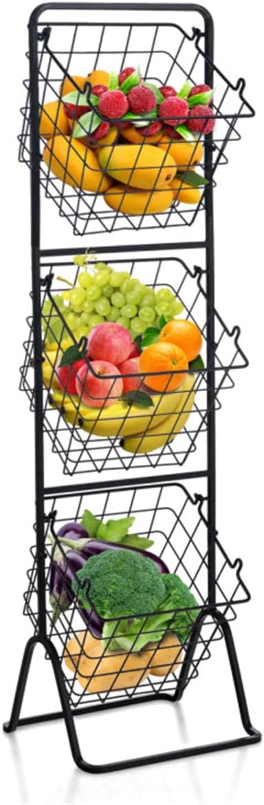 Multi functional iron storage rack three-layer floor standing vegetable and fruit basket living room bathroom balcony universal storage rack