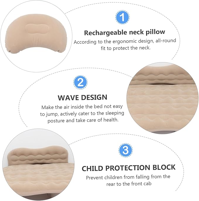 SUPVOX 1Set Inflatable Mattress for Car Split Travel Bed with Soft Flocking Surface Easy to Install Back Seat Sleeping Pad Durable Material for Comfortable Road Trips