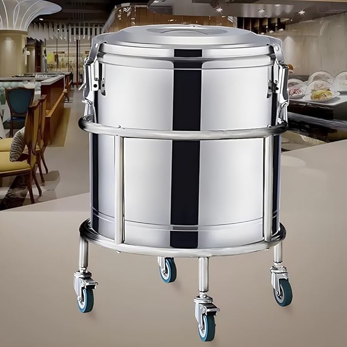 Stainless Steel Stock Pot Rack with Four Wheels Bucket Mobile Stand Gas Bottle Mobile Base for Moving Storage Buckets Milk Buckets Easy to Install (Silver 50x55cm)