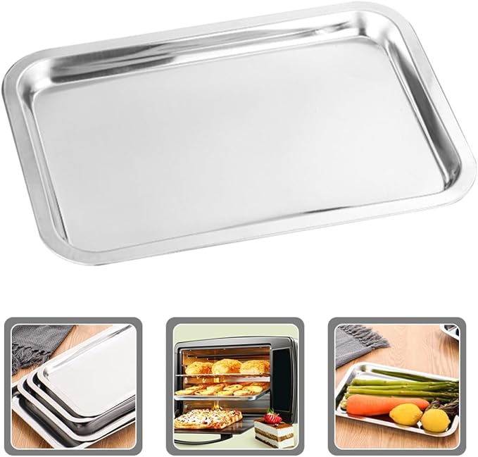LIFKOME 4pcs Stainless Steel Plates for Boys and Girls Boy Girl Lunch Tray Suction Dish for Camping Home Use
