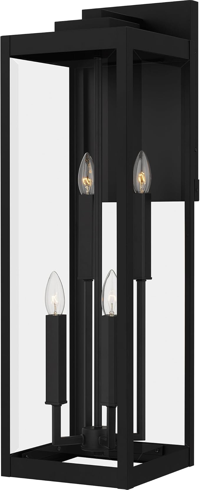 Quoizel Westover 30 Outdoor Wall Sconce 4-Light Earth Black with Clear Beveled Glass E26 Base Modern Industrial Design