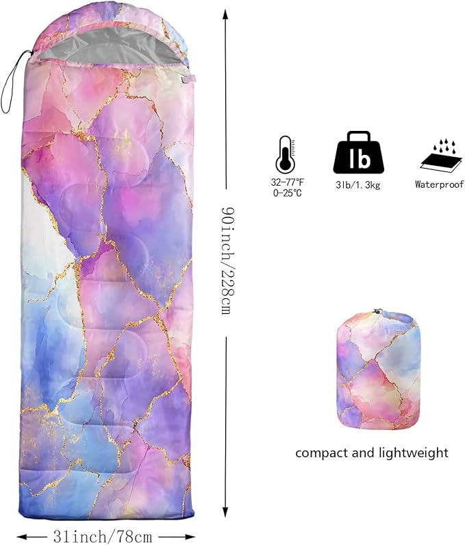 AILONEN Cartoon Camping Sleeping Bag for Boys Girls AdultsLightweight &amp Waterproof3 Season Warm &amp Cold WeatherPortablePrinted Sleeping BagTravelingCampingHiking