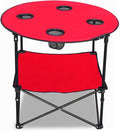 Etna Portable Camping Table Folding Camp 28 Inch Foldable Beach Outdoor with Cup Holders &amp Carry Bag for Camping Beach Backpacking Tailgating Patio RV - Red (5075-RED)