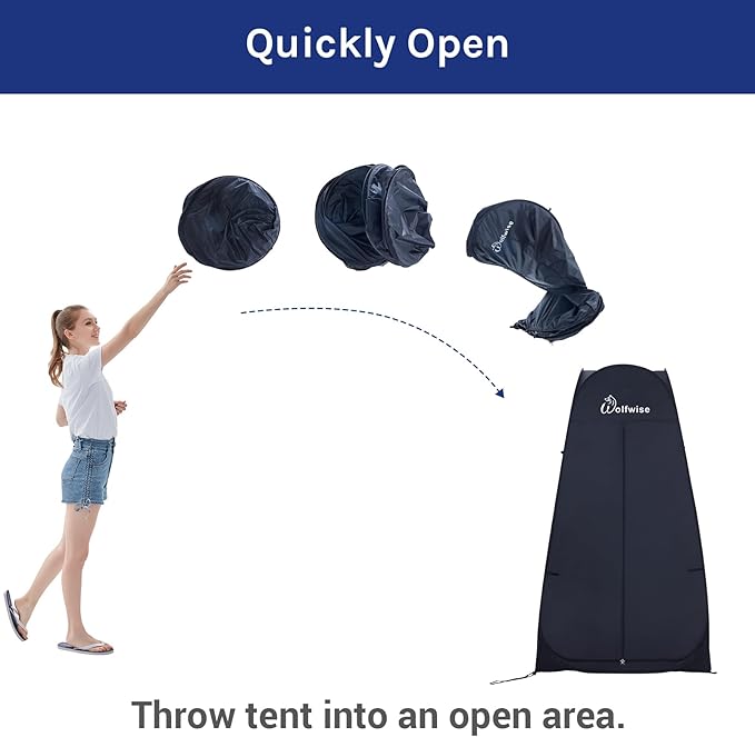 WolfWise Pop Up Changing Tent for Beach Camping Portable Shower Tents Outdoor Privacy Bathroom Change Dressing Clothes Tent Pop Up Instant for Camp Toilet 6.2ft/6.6ft/6.9ft High