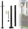 6.5FT Outdoor Lamp Post Split Street Light Pole with Cross Arm Base Mount Lighting Post Fixtures for Courtyard Parking Lot Fits Standard 3 Post Top Fixtures (6.5FT 76mm Base Mount)