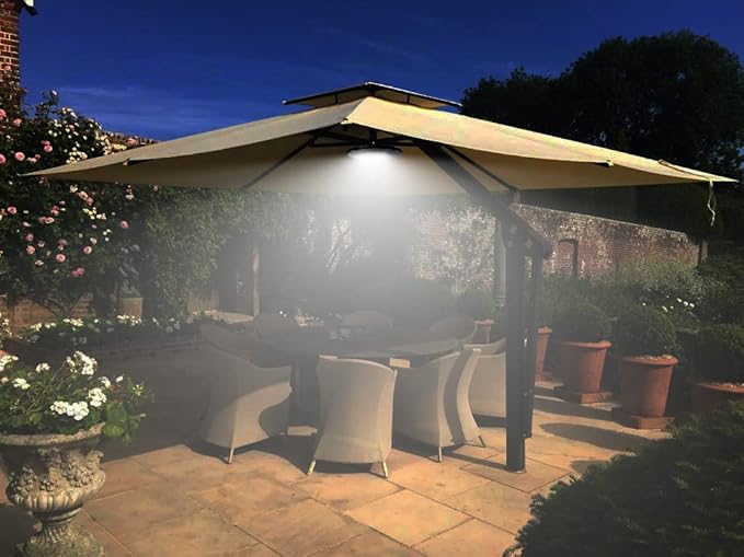 Umbrella Lights with Remote Rechargeable Patio Cantilever Umbrella Lights with 3 Brightness Modes for Offset Patio Umbrella in Outdoor &amp Garden (Black)