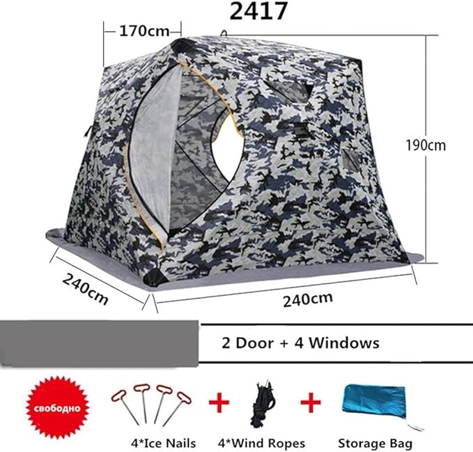 Winter Ice Fishing Tent Large Winter Ice Fishing Tent Warm Camping Tourist Cotton Tent 240 * 240 * 190cm