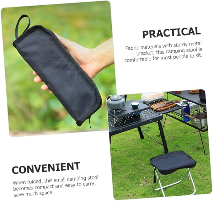 Mikikit 3pcs Portable Folding Stool Lightweight Camping Chair High-Strength Material for Outdoor Adventures Compact Design for and Storage