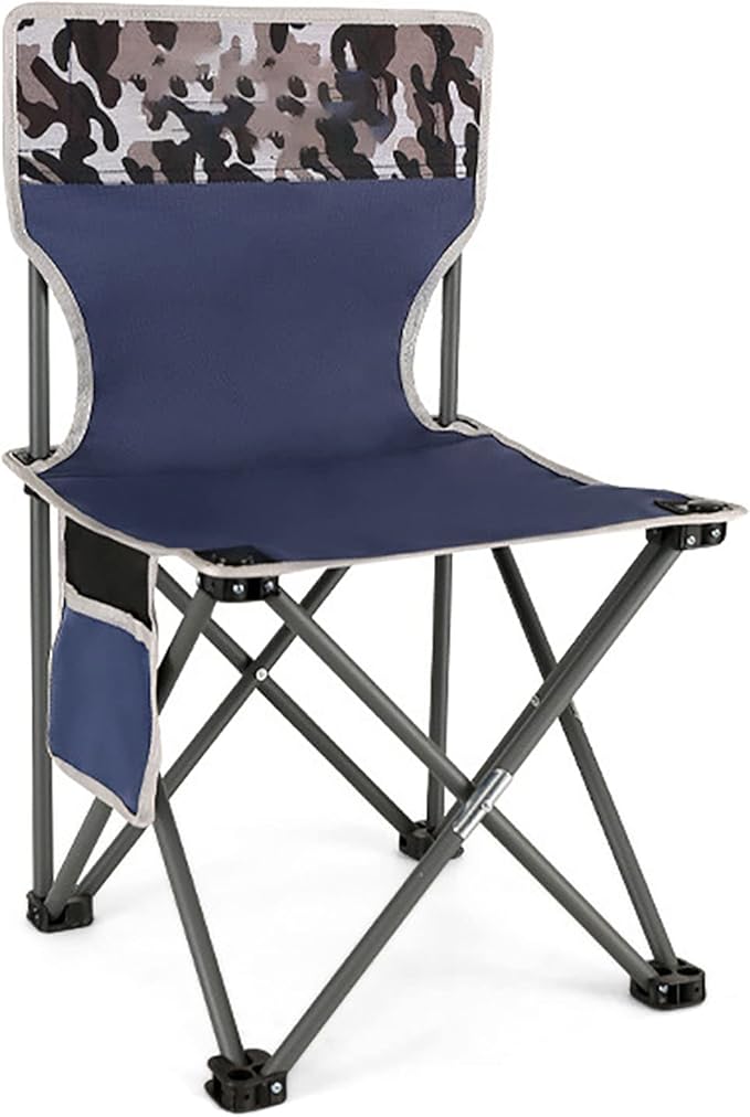 BK&ampMF Portable Outdoor Folding Camping ChairDurable with Storage Pocket Beach Camp Chair Breathable Lawn Chairs for Storage and TravelC57x36x36cm(22x14x14inch)