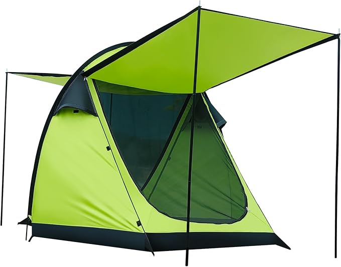 Revolutionary Single-Pole Ultra-Light 4-Person Tent: Double Door Ventilation Spacious Layout &amp Economic Camping Solution Without Awning Poles