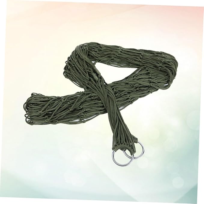 Happyyami 2pcs Strong Nylon Rope Mesh Hammock Portable Hanging Swing Bed Outdoor Leisure Bed for Camping Hunting