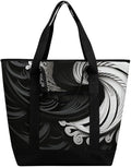 Insulated Shopping BagLarge Reusable Cooler Bags Black And White Image Printed Foldable Shopping BagTravel Waterproof Shoulder Bag