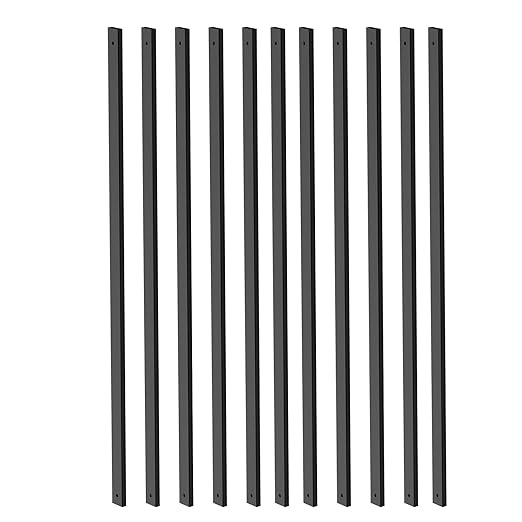 50 Pack Deck Balusters 36 Inch Rectangle Deck Railing Balusters with End Caps &amp Stainless Screws Outdoor Face Mount Metal Spindles for Porch Stair