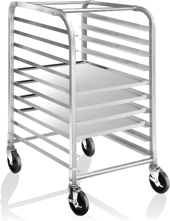 10-Tier Sheet Pan Rack with Wheels | Heavy-Duty Commercial Bakery Bun Pan Storage Solution