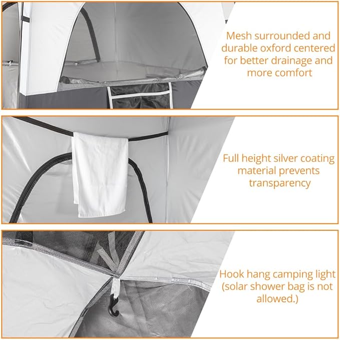 VINGLI 6.8FT Shower Tent Large Instant Pop Up Shelter with Mesh Floor &amp Carrying Bag Privacy Changing Room Tent for Toilet Camping Dressing Lightweight &amp Sturdy Easy Set Up