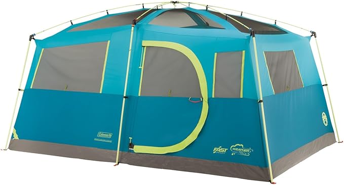 Coleman Tenaya Lake 8-Person Cabin Tent with Built-in Closet Fast-Pitch Tent Sets Up in Under 10 Mins Family Tent with Rainfly &amp Wheeled Carry Bag