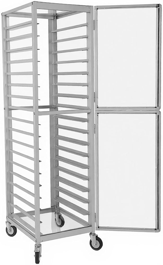 18 Tiers Aluminium Bun Pan Rack with Wheels NSF Commercial Bakery Racks for Kitchen Home Bread Baking Restaurant &amp Catering 18.5x24.6x70in