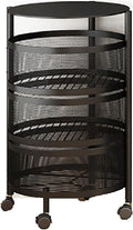 JITUIHOM Kitchen Rack Round Rotating Multi-Layer Kitchen Storage Rack Fruit and Vegetable Basket Floor-to-Ceiling(BlackSmall)