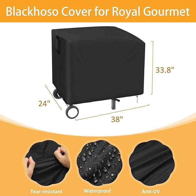 Flat Top Grill Cover for Royal Gourmet 2 Burner Griddle GB2000 38 Inch Waterproof Cover for Outdoor Grill 38 x 24 x 33.8 Inch for Outdoor Barbeque Grill