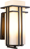 Large Outdoor Wall Lights 15.35 H x 6.7 W Waterproof Wall Lantern Exterior Light Fixture for Entryways Yards Garage Front Porch Metal Frame with Frosted Glass Black (Large)