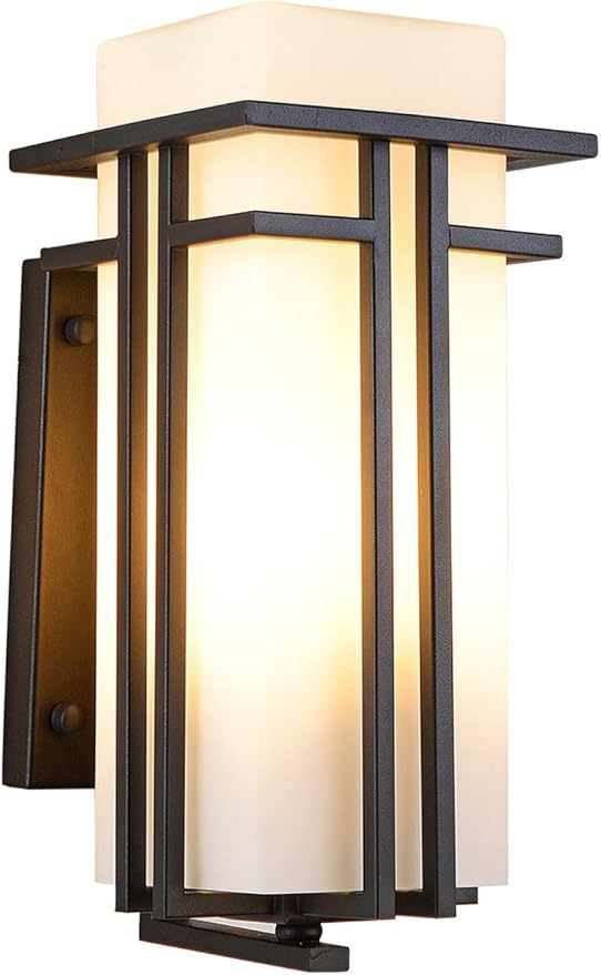 Large Outdoor Wall Lights 15.35 H x 6.7 W Waterproof Wall Lantern Exterior Light Fixture for Entryways Yards Garage Front Porch Metal Frame with Frosted Glass Black (Large)