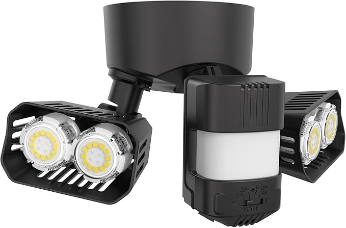 SANSI 28W 3500LM Motion Sensor Outdoor Lights Outdoor Motion Sensor Light Security Lights Detector with 4 Mode 350W Equiv 5000K IP65 Waterproof for Soffit Garage Yard (Black) Hardwired