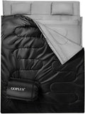 Goplus Double Sleeping Bag for Adults Kids Queen Size XL 2 Person Cold Warm Weather 4 Season Water-Proof Lightweight Sleeping Bags w/2 Pillows Compression Sack Ideal for Camping Backpacking Hiking