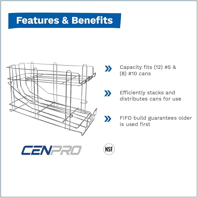 28W-171 FIFO Wire Can Rack Holds (12) #5 Cans or (8) #10 Cans Metal Construction FIFO Design