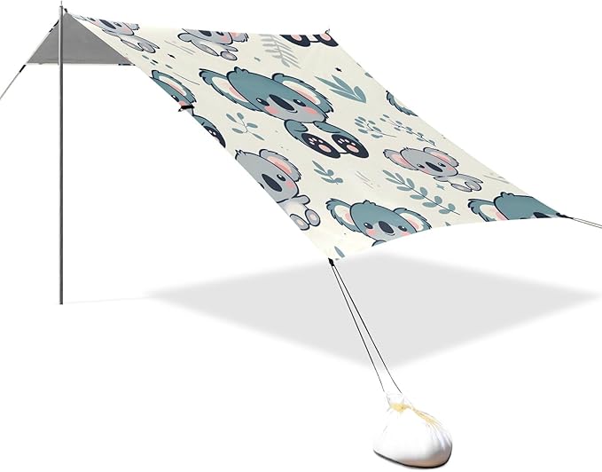 Cute Koala Bears Camping Sun Shelter Beach Tent Portable Beach Sun Shade Outdoor Canopy for Camping Trips Fishing Picnic