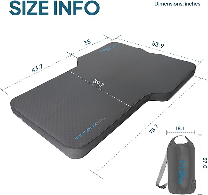 LOSTHORIZON Camping Air Mattress with Foam Self Inflating Sleeping Pad 4.5 Thick R-Value 13 for Rivian R1S