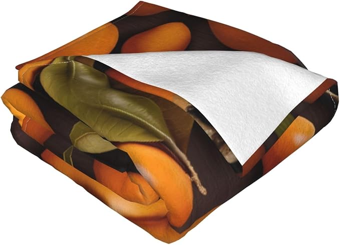 Fresh Persimmon 80x60 Printed Soft Fleece Blanket for Sofa Bed and Camping - Cozy Blanket for Travel Picnics Nighttime Use