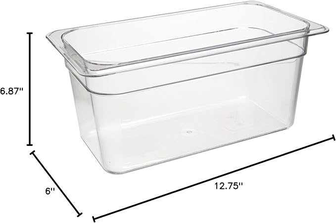 Cambro 36CW 5.6 qt Capacity 12-3/4 Length x 6-15/16 Width x 6 Depth Camwear Clear Polycarbonate Third Size Food Pan