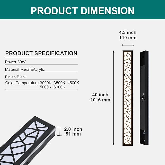 2 Pack Modern Outdoor Long Wall Lights Fixture40 inch Outdoor LED Wall Sconce LightDimmable Outside Wall Led Linear LightsExterior Lighting Fixtures for GaragePorchPatioFront Door
