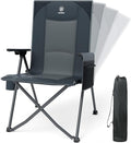 EVER ADVANCED Reclining Camping Chairs for Adult Lightweight Folding Recliner Chair with Adjustable Back 4-Level Lounge Chairs Portable Lawn Chairs for Patio Balcony Supports 350lbs Grey
