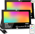 MELPO LED Flood Light Outdoor 800W Equivalent 8000LM Smart RGB Landscape Lighting with APP Control DIY Scenes - Timing - Warm White 2700K - Color Changing Uplight IP66 Waterproof US Plug (2Pack)