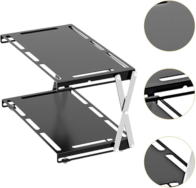 Camping Foldable Storage Rack Outdoor Tabletop Camping Stand Portable Easy to Install Cookware Storage Rack for Barbecue Double Layers