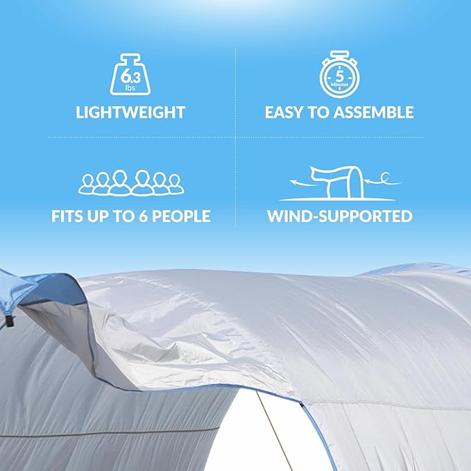 Beach Shade The Classic Wind-Supported Beach Canopy with UPF 50+ Protection 7.5ft Tall Portable &amp Easy Setup for 3-6 People
