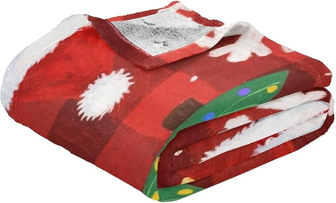 Soft Throw Blanket Merry Christmas White Snowflakes Blankets For Adults 50'' x 70''