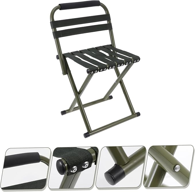 GANAZONO 1pc Outdoor Portable Folding Fishing Chair Lightweight Collapsible Stool for Camping Picnic and Fishing Green Easy to Carry and Non-Slip Design