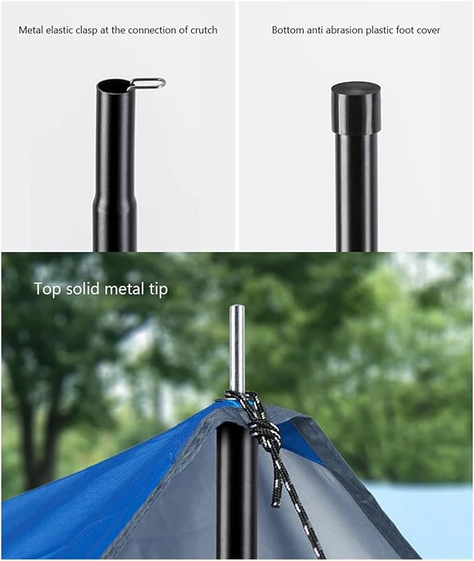 2m/6.6ft Camping Tent Awning Poles Plated Iron Canopy Outdoor Folding Zinc Rod Camping Portable Outdoor Elements